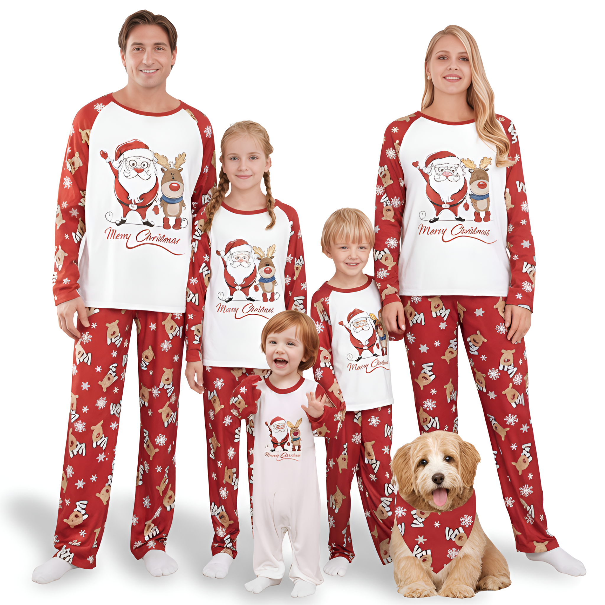 Santa and Reindeer Family Matching Pajama Sets