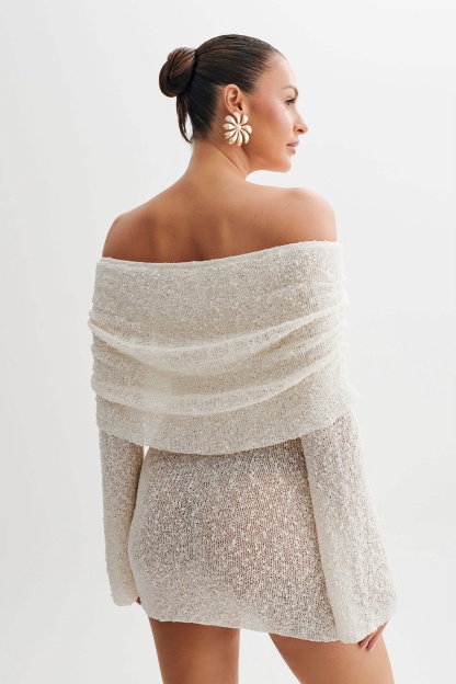 Sheer Ruched Mini Dress-Cozy Knit Sets