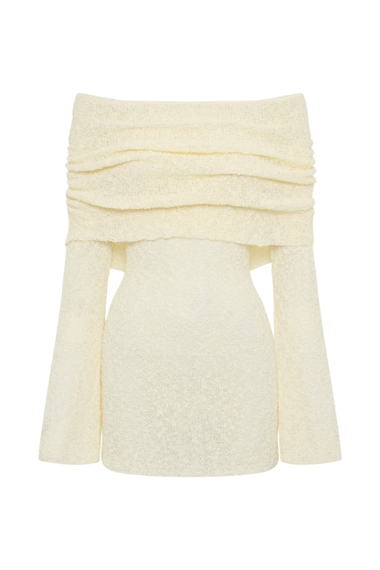 Sheer Ruched Mini Dress-Cozy Knit Sets