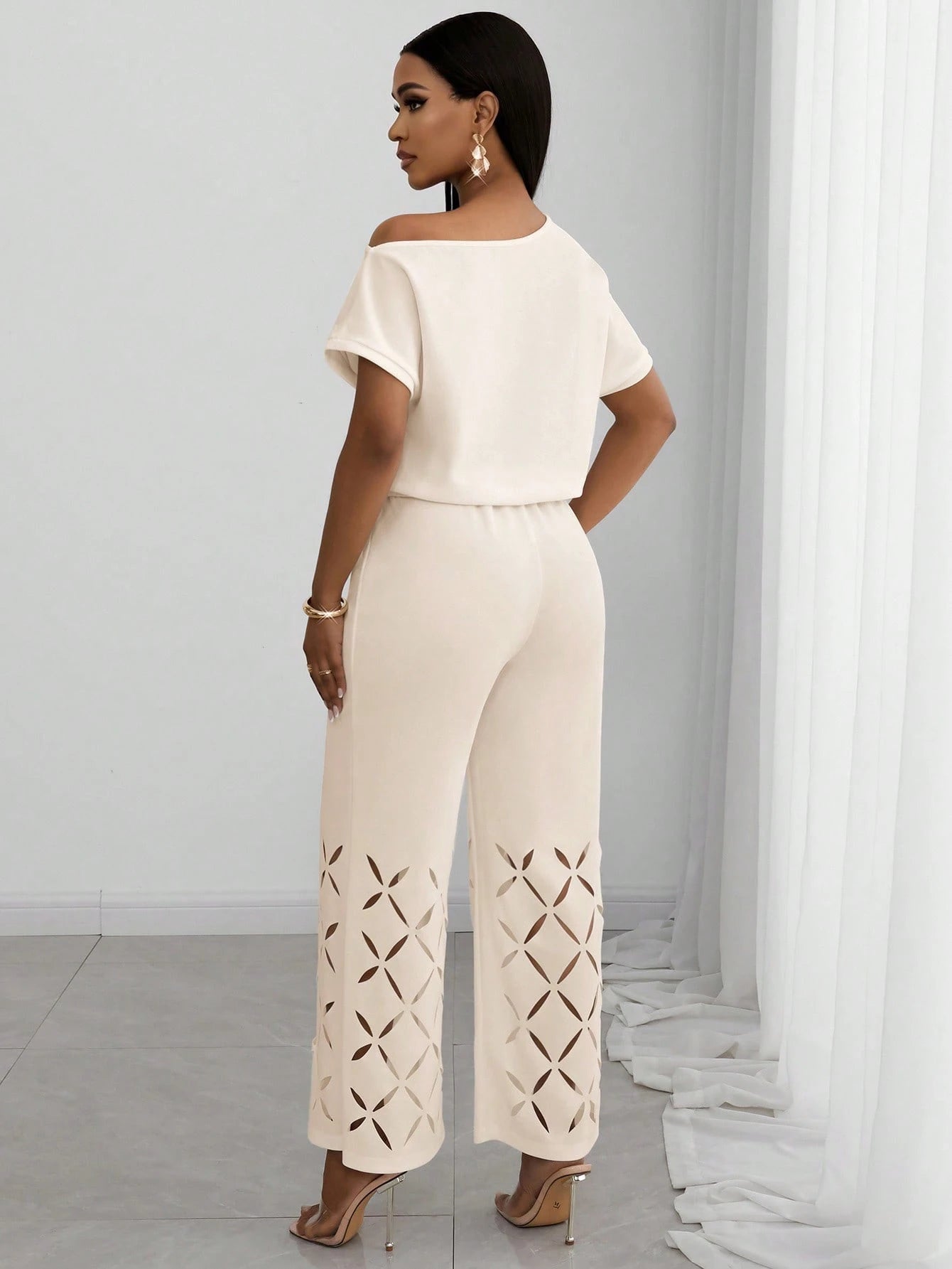 Summer Elegant Vacation One Shoulder Raglan Sleeve Set