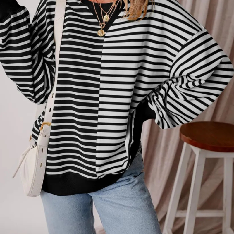 Striped Pattern Sweater For Everyday