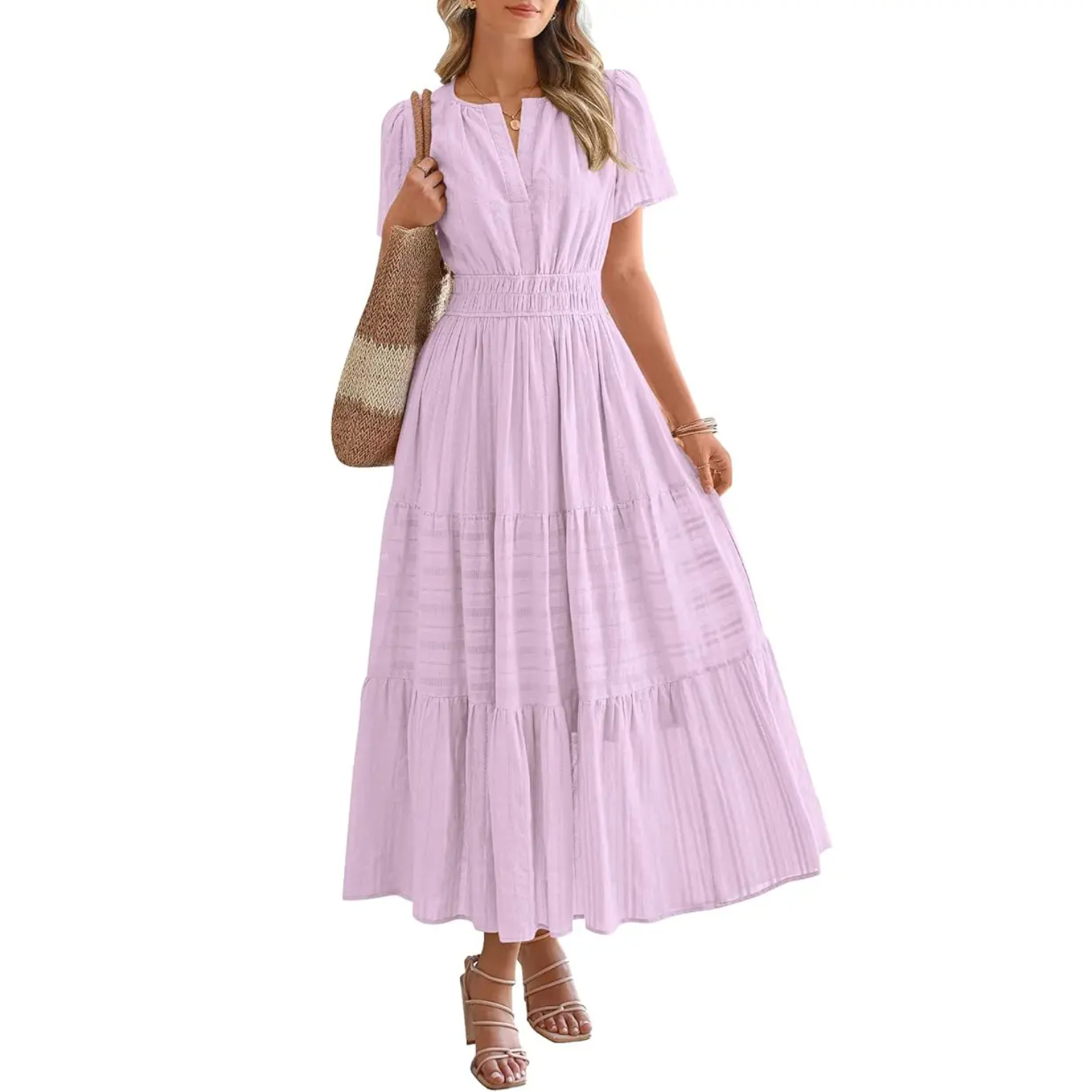 Summer Boho Ruffle A Line Maxi Dress With Pockets For Women
