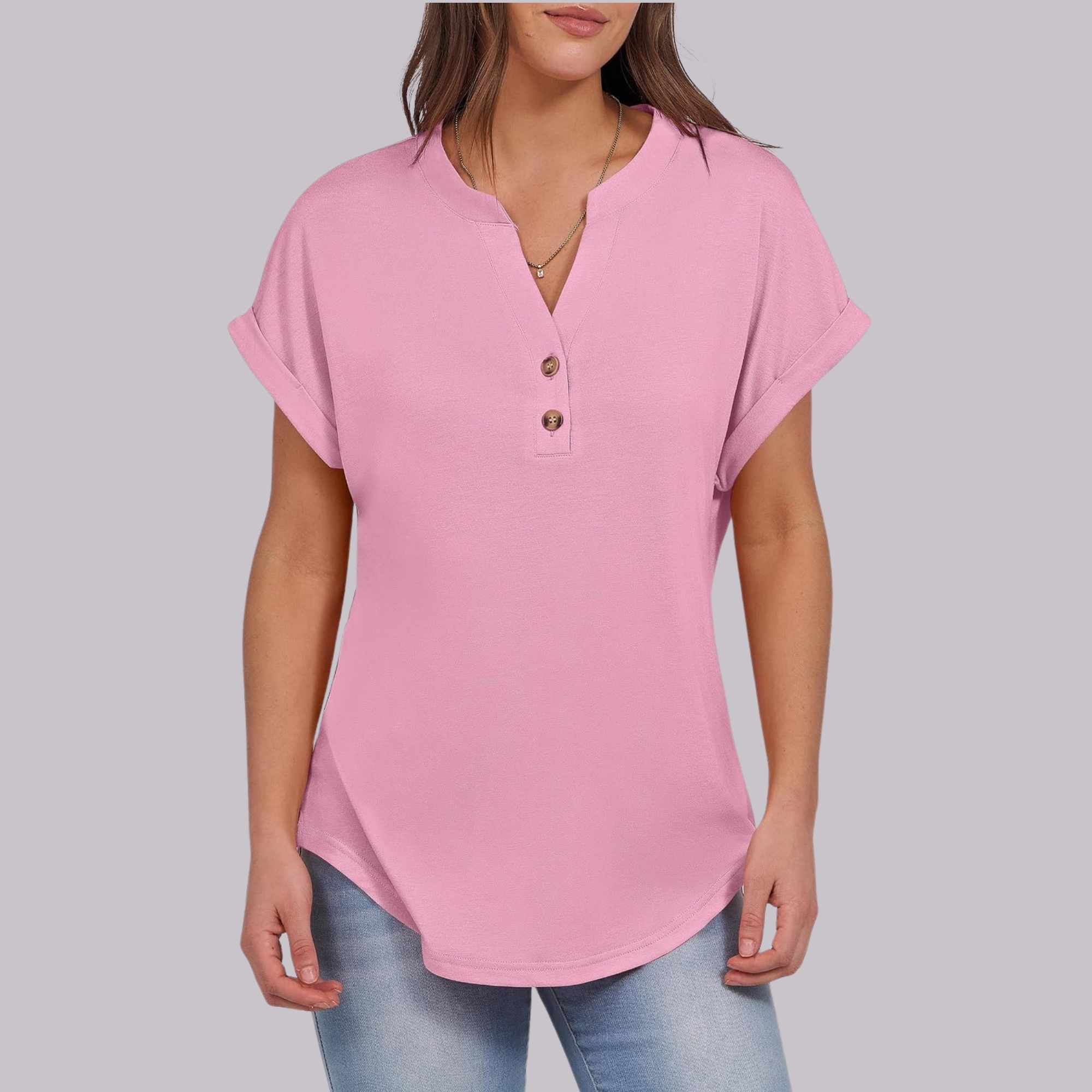 Summer Henley Casual Top For Women 