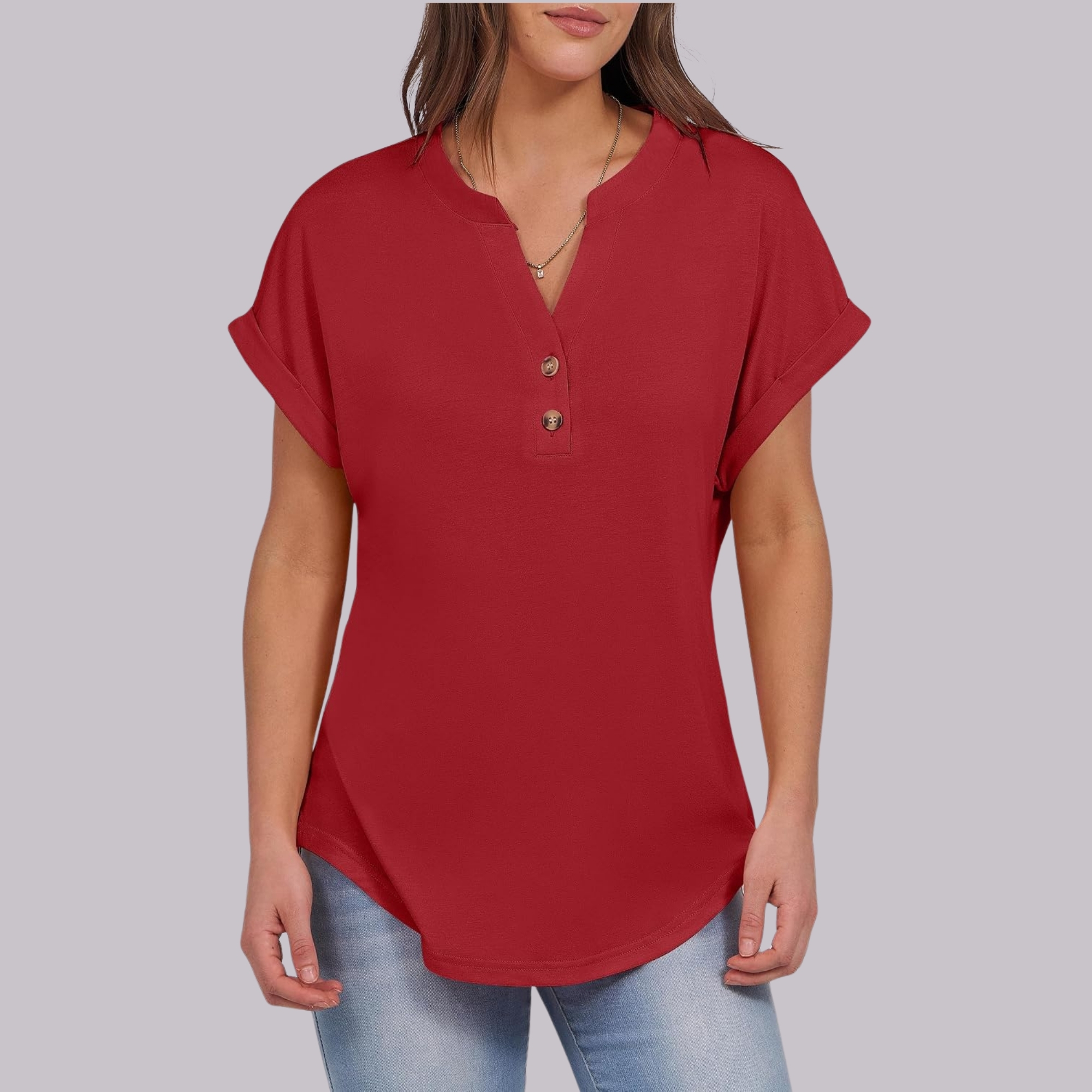 Summer Henley Casual Top For Women 