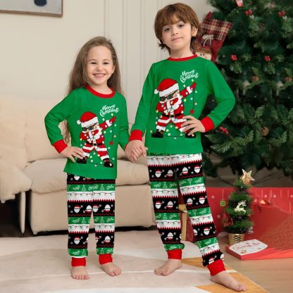 Swag Santa Design Matching Family Christmas Pajamas With Long Sleeve Tops And Loungewear