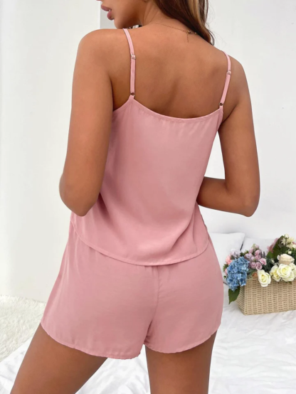 Trim Lounge Cami Top And Shorts-Cozy Knit Sets