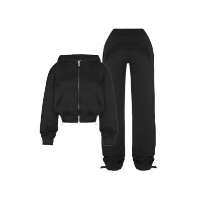 Two Piece Comfy Hoodie And Jogger Set-Cozy Knit Sets