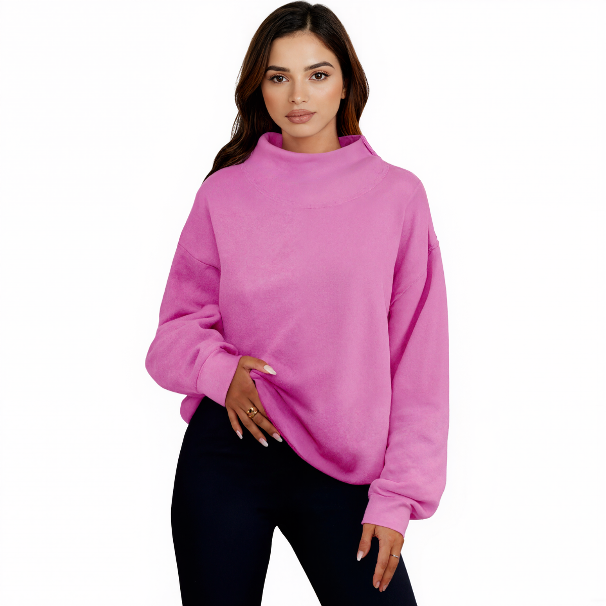 Women Oversized Turtleneck Pullover Sweatshirt