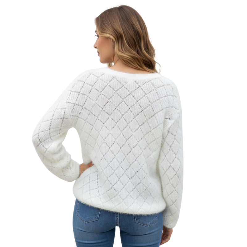 Soft Knit Cardigan With Lace Trim And Pearl Buttons For Women