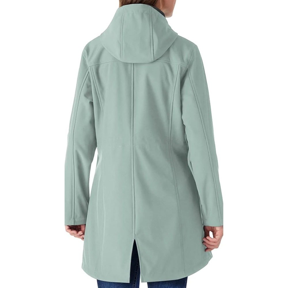 Women Lightweight Waterproof Fleece Lined Hooded Softshell Rain Jacket