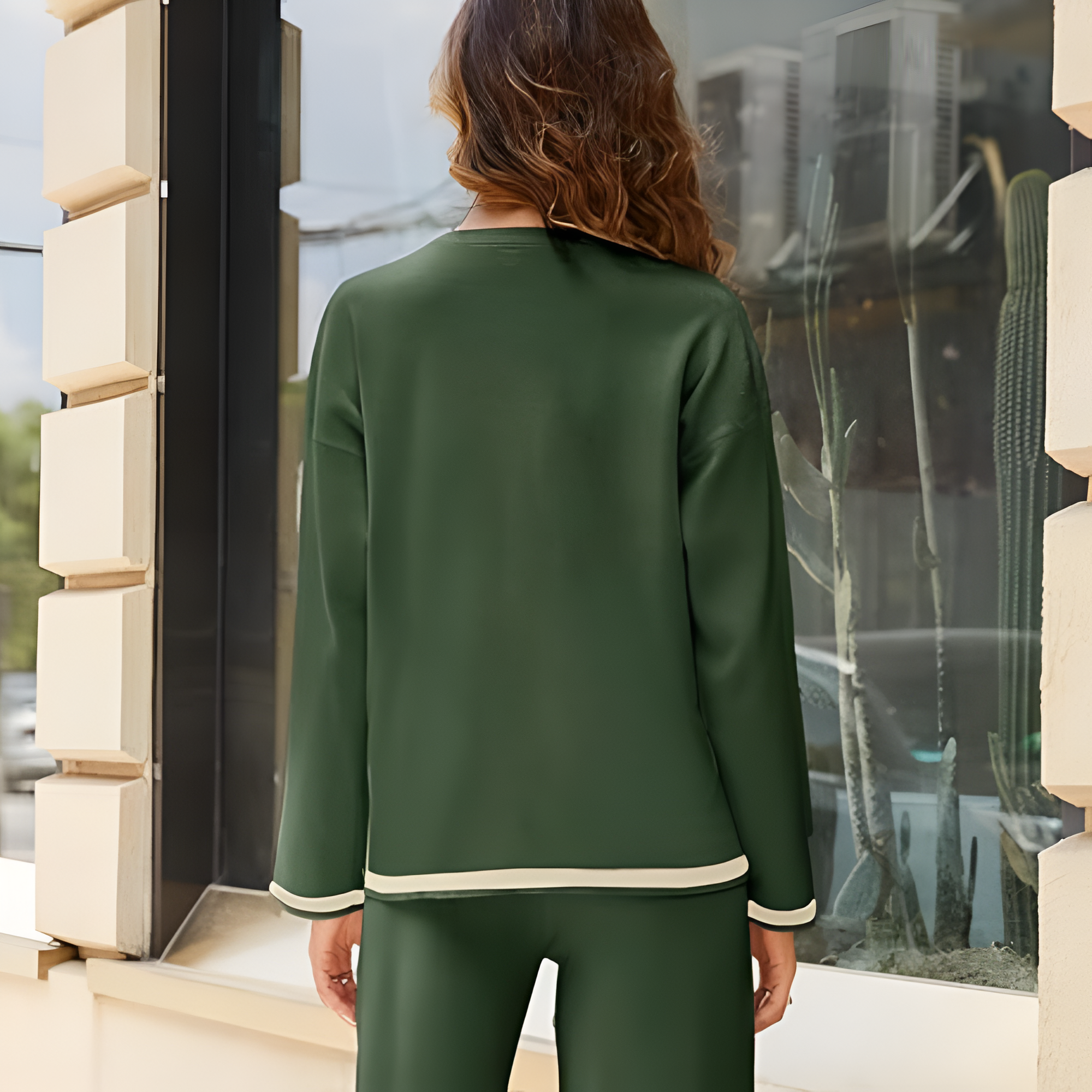 Two Piece Long Sleeve Knit Sweater And Wide Fit Pants Set