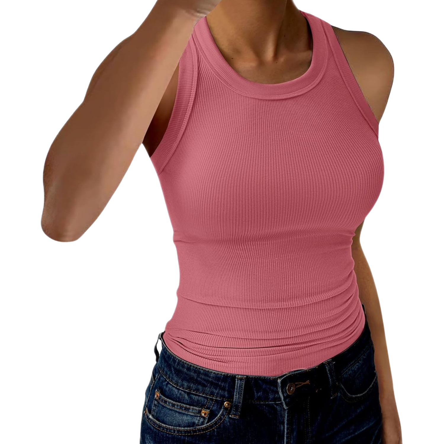Casual Ribbed Sleeveless Slim Fit Racerback Tank Top For Women