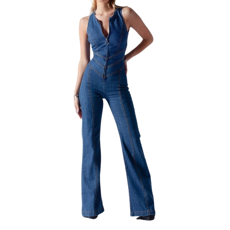 Vintage Inspired Denim jumpsuit-Cozy Knit Sets
