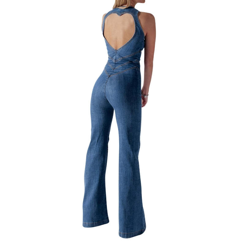 Vintage Inspired Denim jumpsuit-Cozy Knit Sets