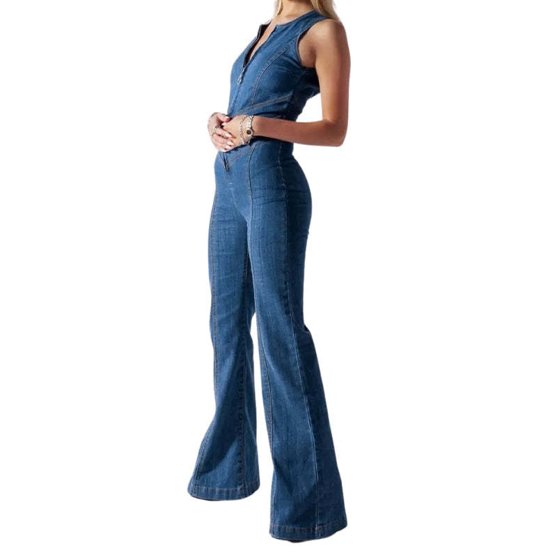 Vintage Inspired Denim jumpsuit-Cozy Knit Sets