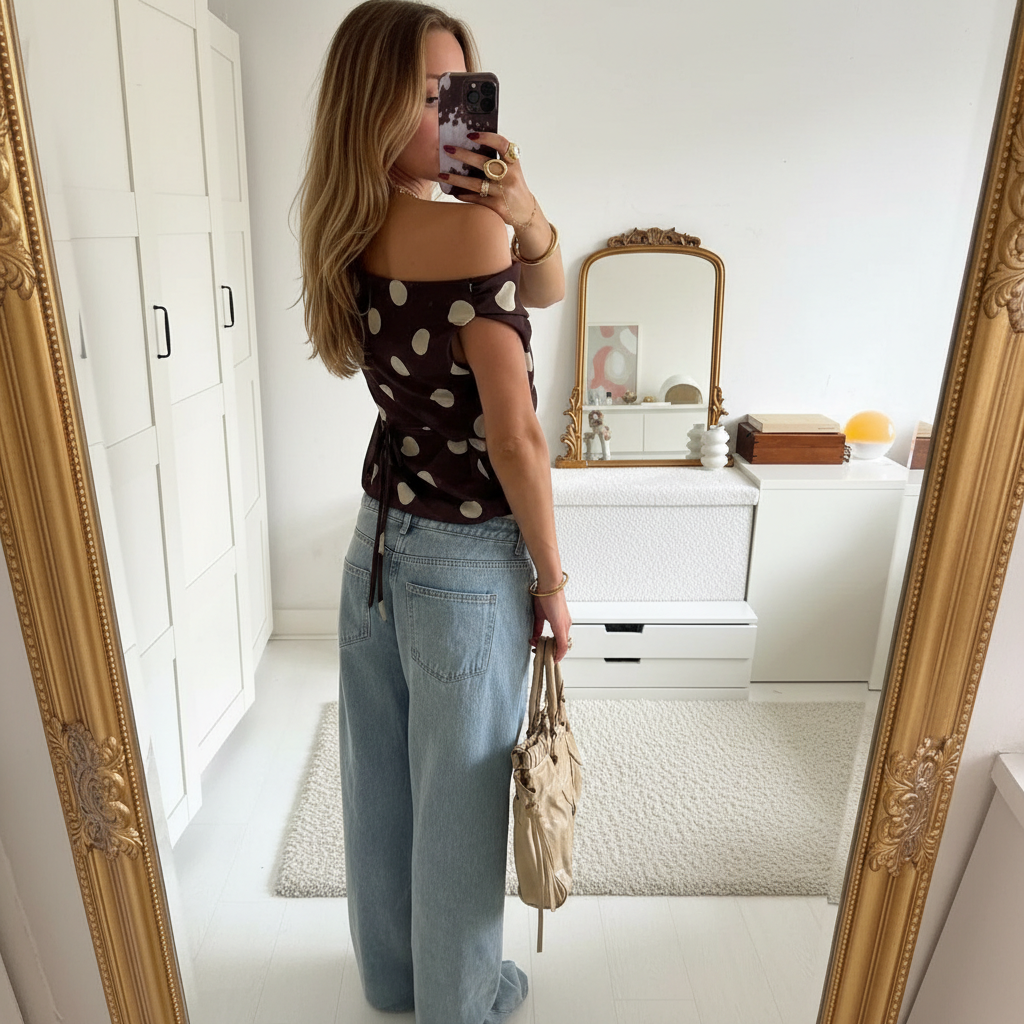 Polka Dot One Sleeve Top