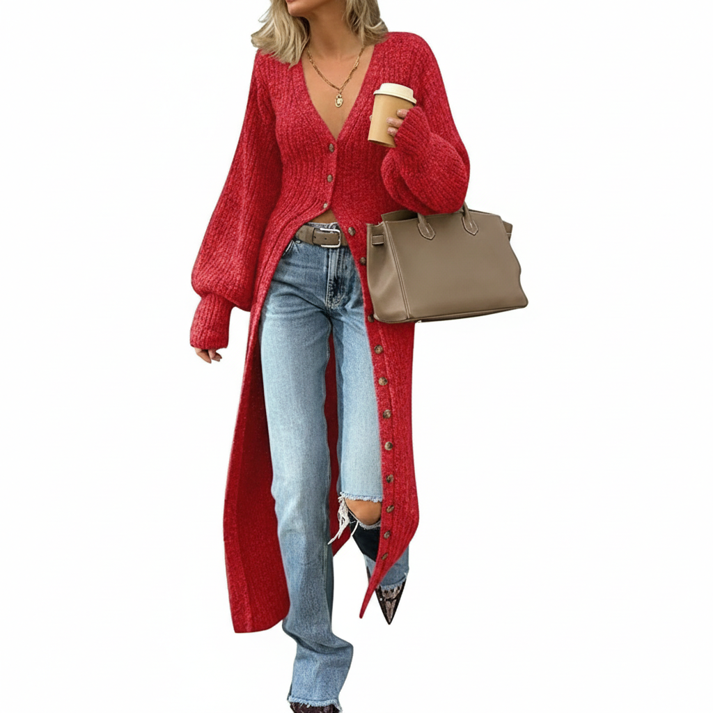 Long Sleeve Button Front Chunky Style Knit Cardigan Sweater Coat