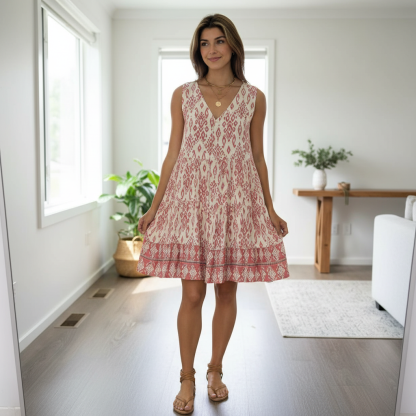 Ellora Button Front Printed Midi Dress