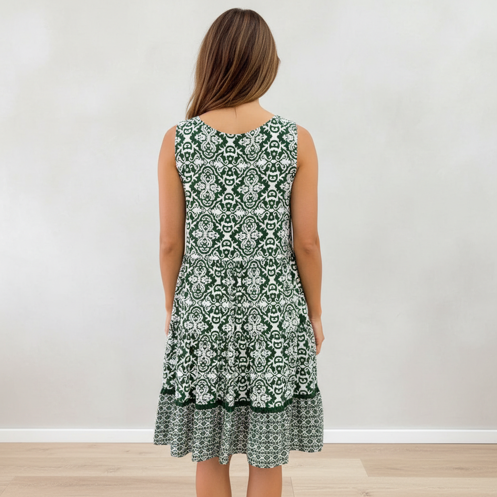 Ellora Button Front Printed Midi Dress