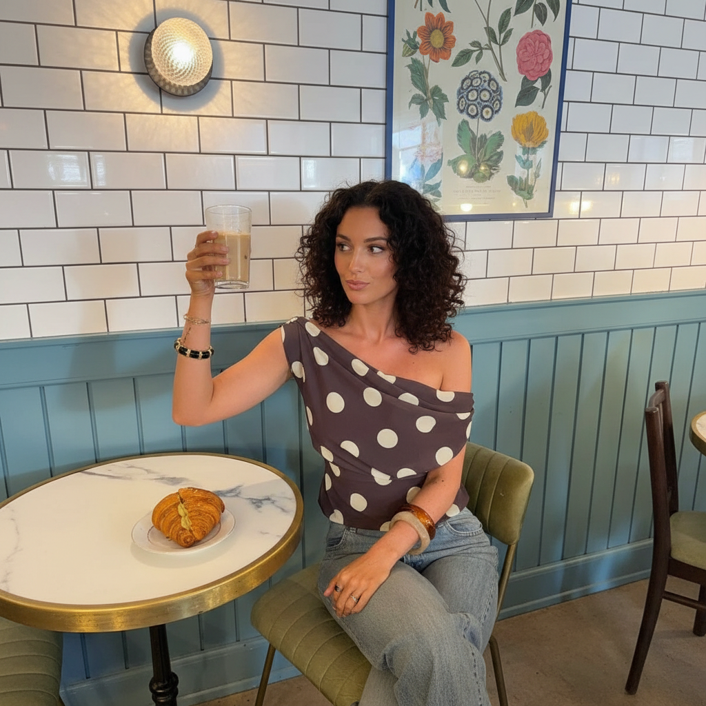 Polka Dot One Sleeve Top