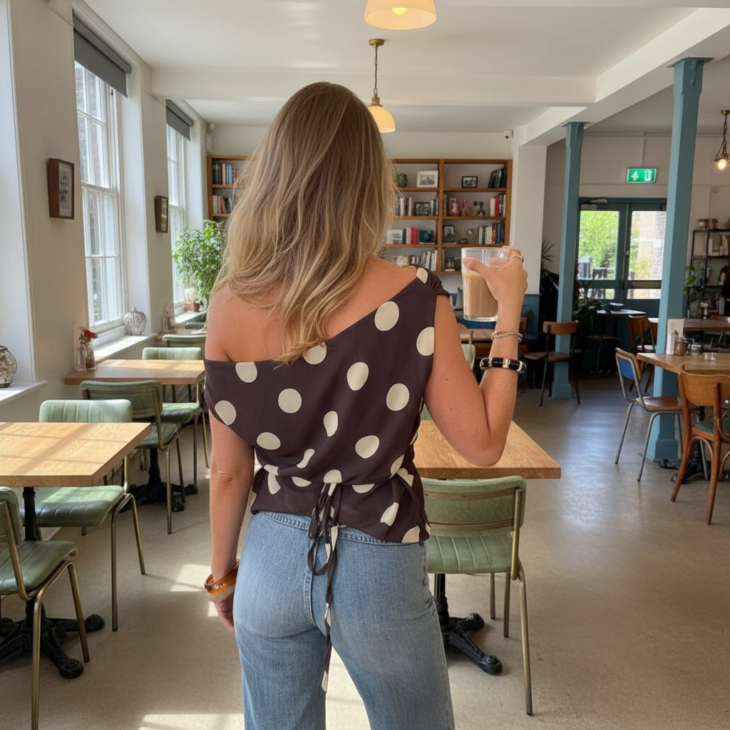 Polka Dot One Sleeve Top