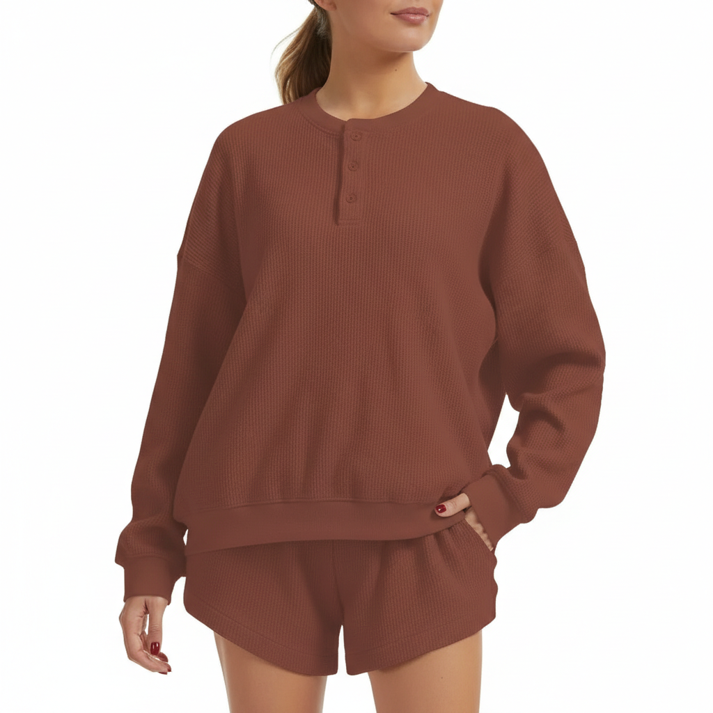Oversized 2 Piece Lounge Set With Sweatshirt And Shorts For Women