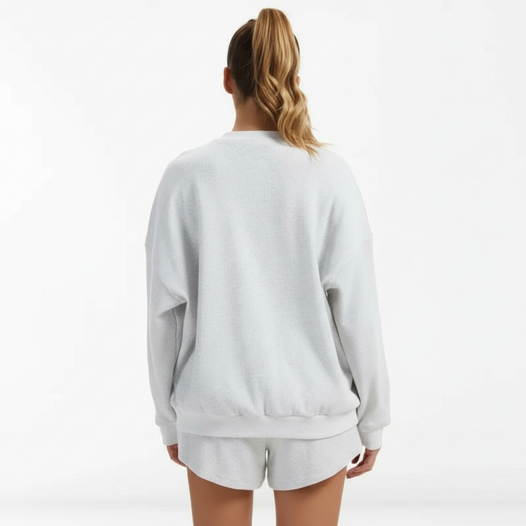 Oversized 2 Piece Lounge Set With Sweatshirt And Shorts For Women