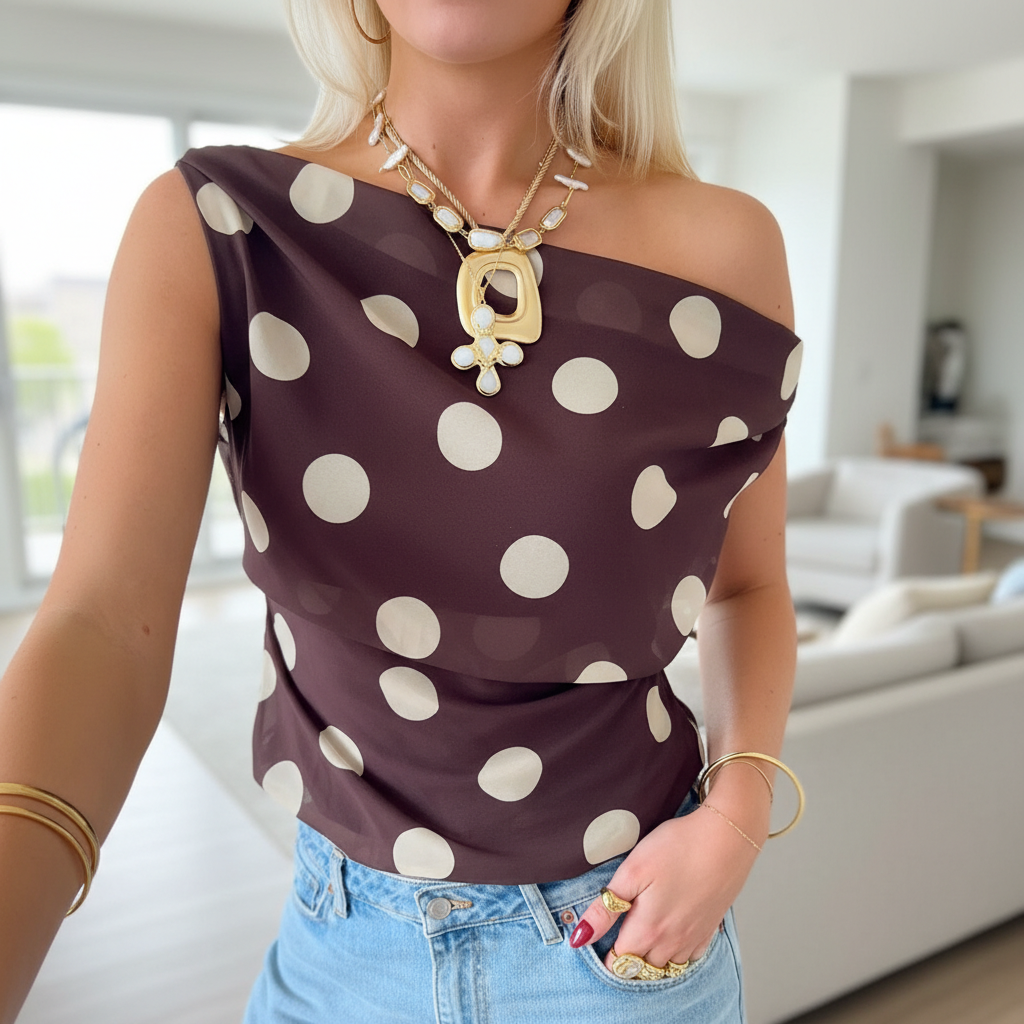 Polka Dot One Sleeve Top