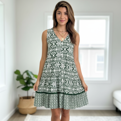 Ellora Button Front Printed Midi Dress