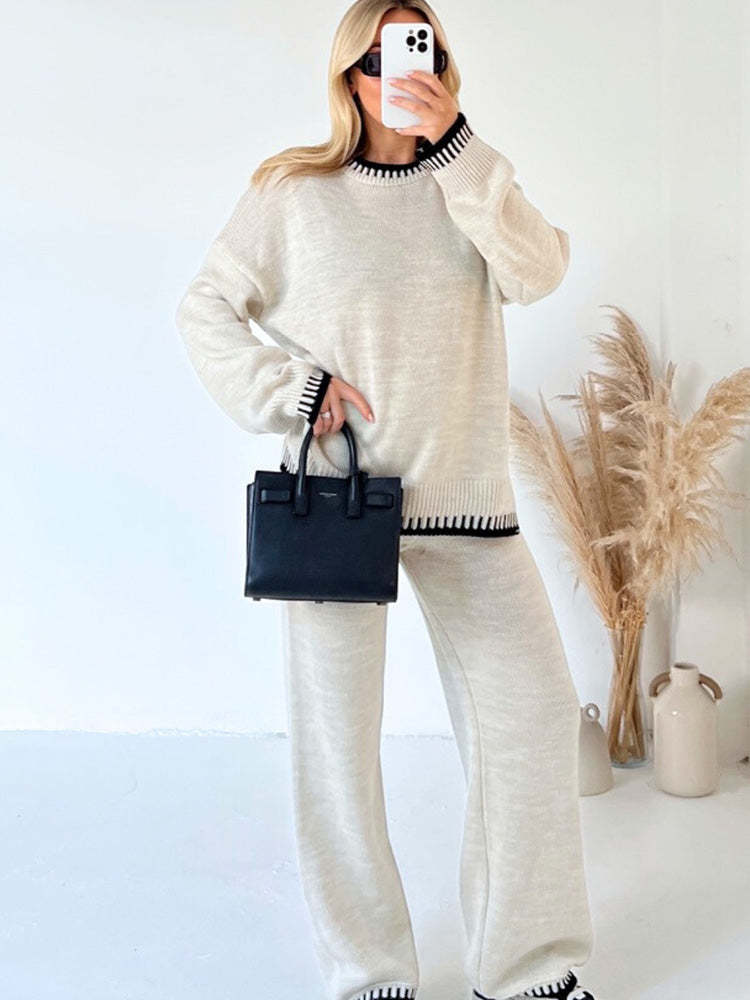 Cozy Two Piece Oversized Knitted Lounge Set-Cozy Knit Sets