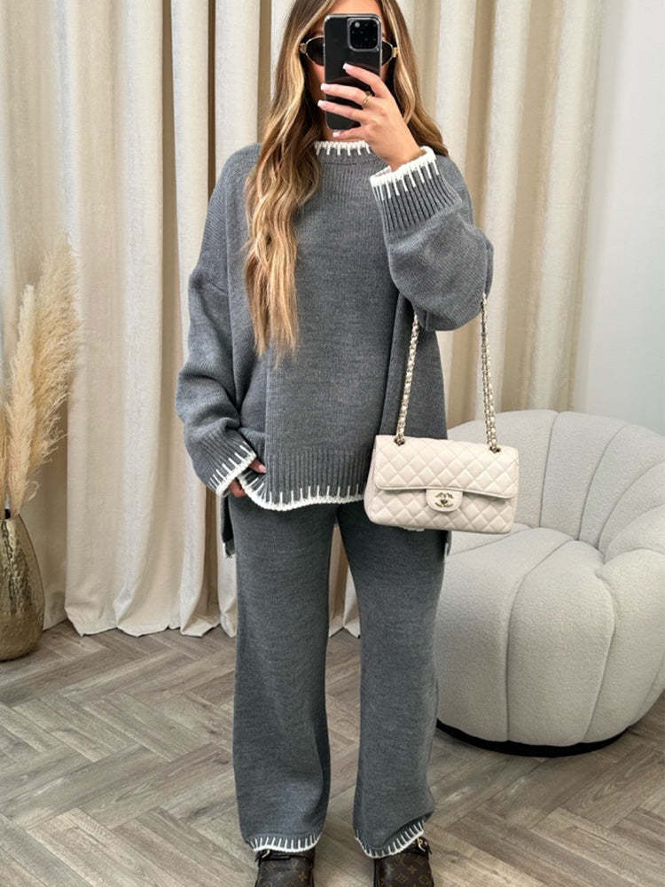 Cozy Two Piece Oversized Knitted Lounge Set-Cozy Knit Sets