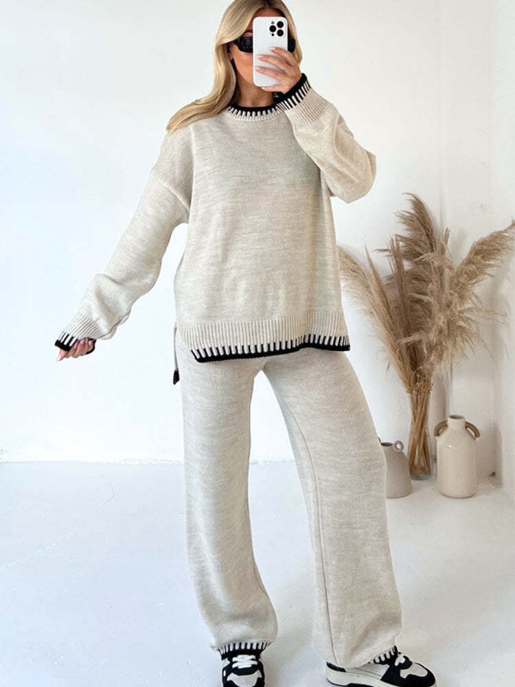 Cozy Two Piece Oversized Knitted Lounge Set-Cozy Knit Sets
