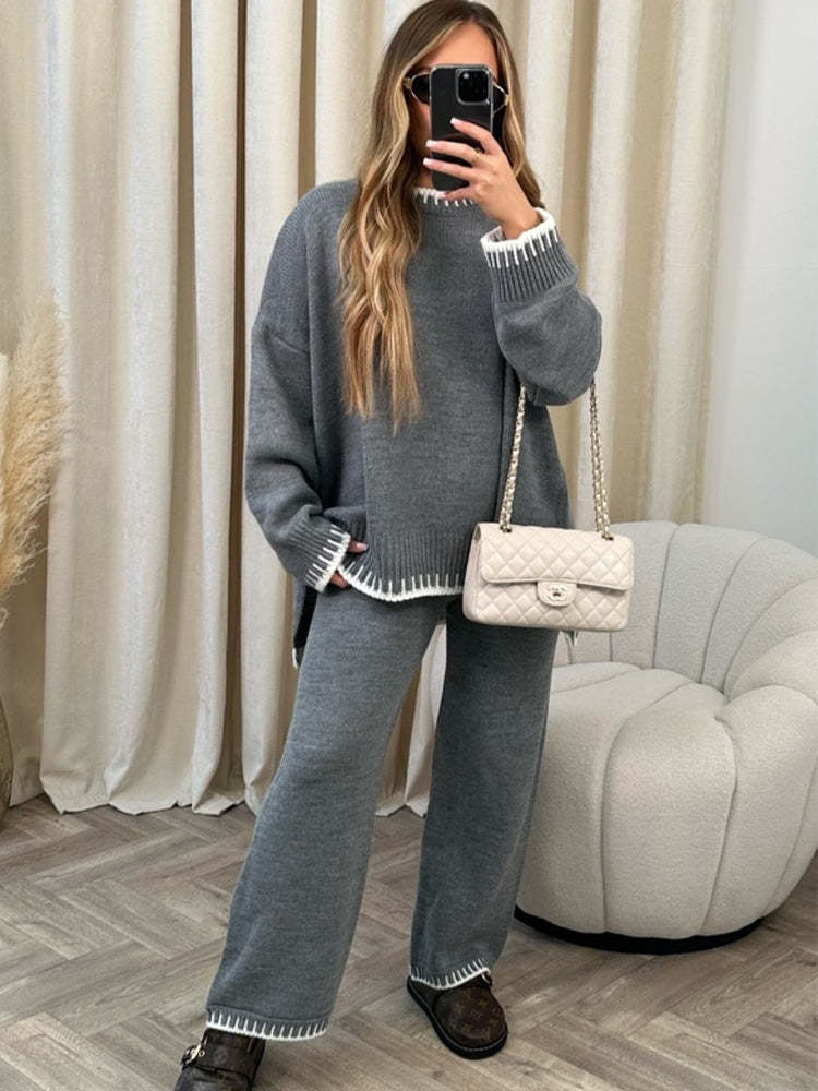 Cozy Two Piece Oversized Knitted Lounge Set-Cozy Knit Sets