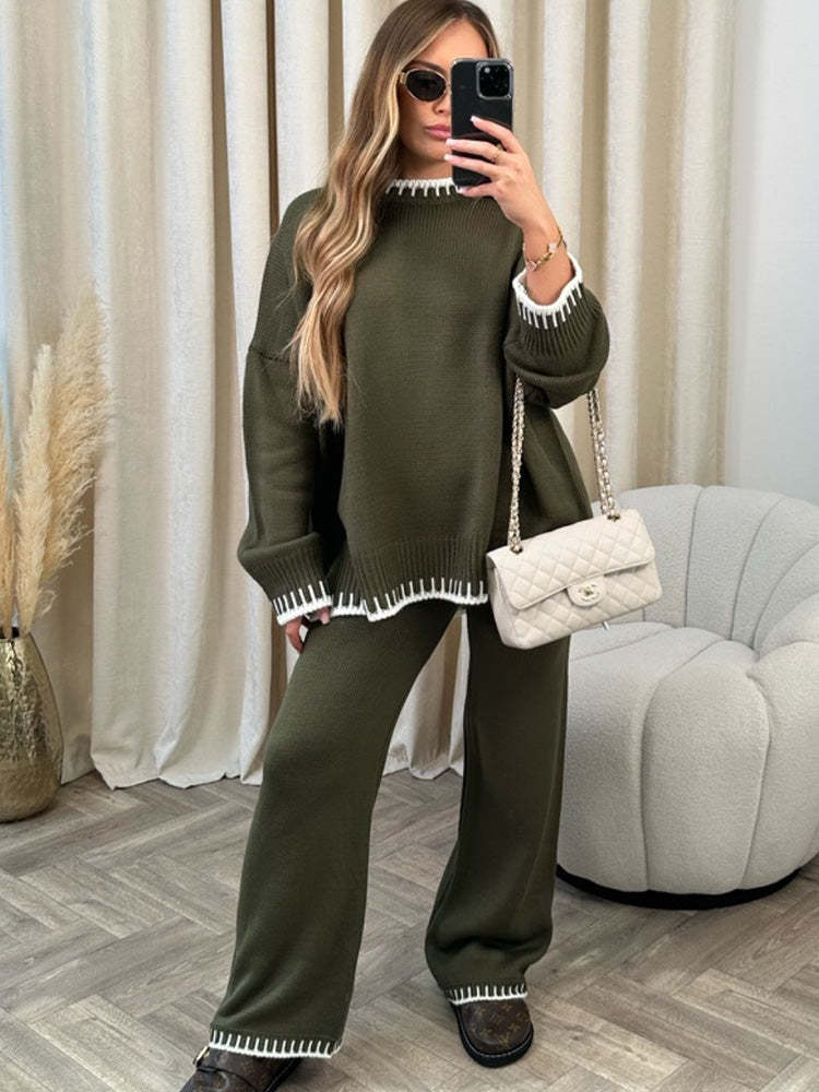 Cozy Two Piece Oversized Knitted Lounge Set-Cozy Knit Sets