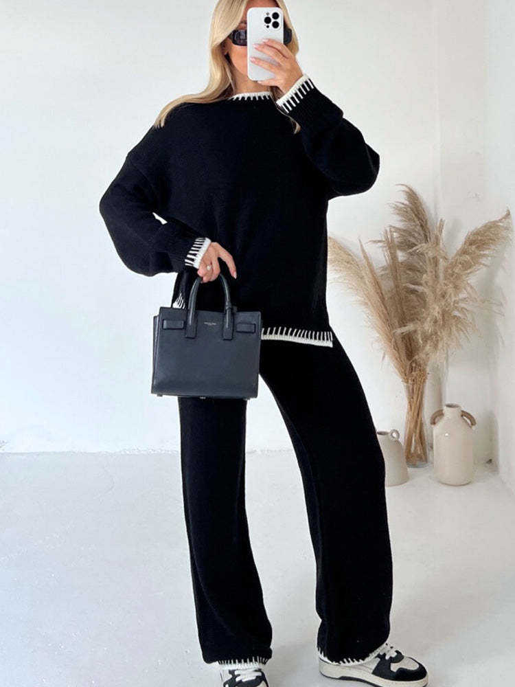 Cozy Two Piece Oversized Knitted Lounge Set-Cozy Knit Sets