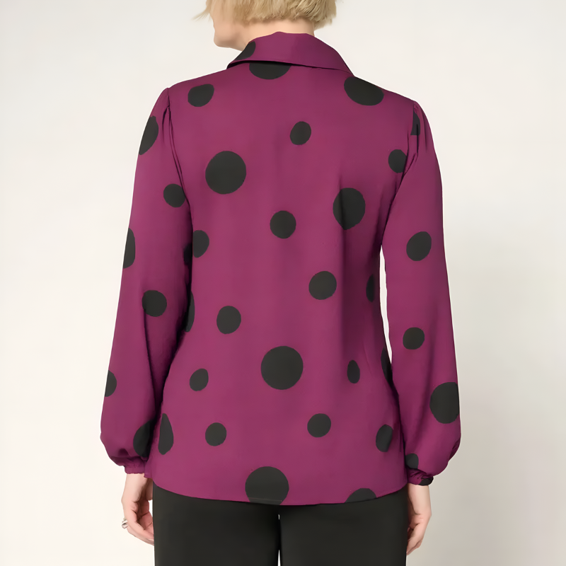 Long Sleeve With Polka Dot Design Blouse For Women