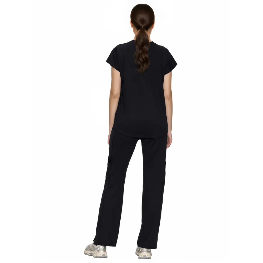Workwear Yoga Scrub Set With Batwing Top And Straight Pants For Women