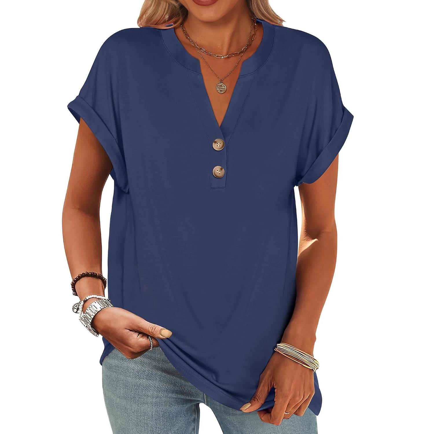 Summer Henley Casual Top For Women 