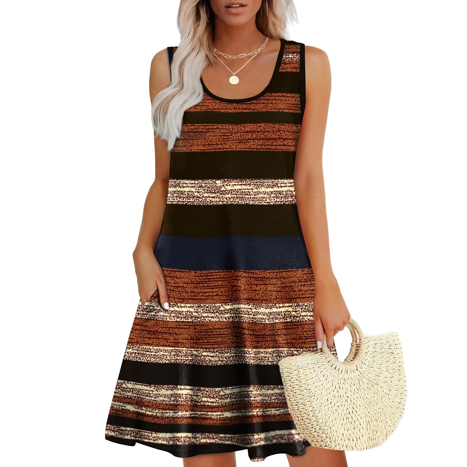 Casual Sleeveless Summer Dress With Pockets For Women