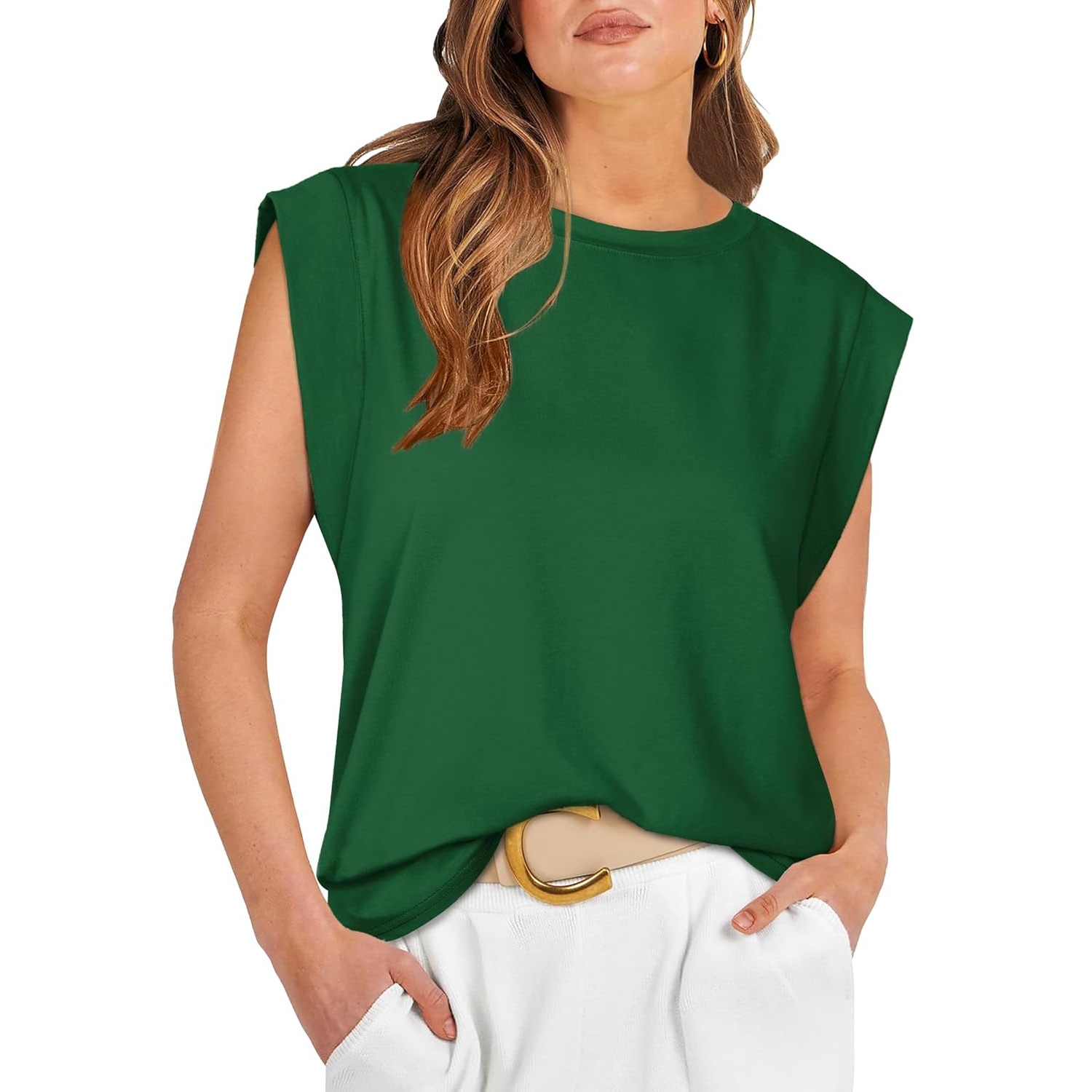 Loose Fit Cap Sleeve Tee Shirts For Women