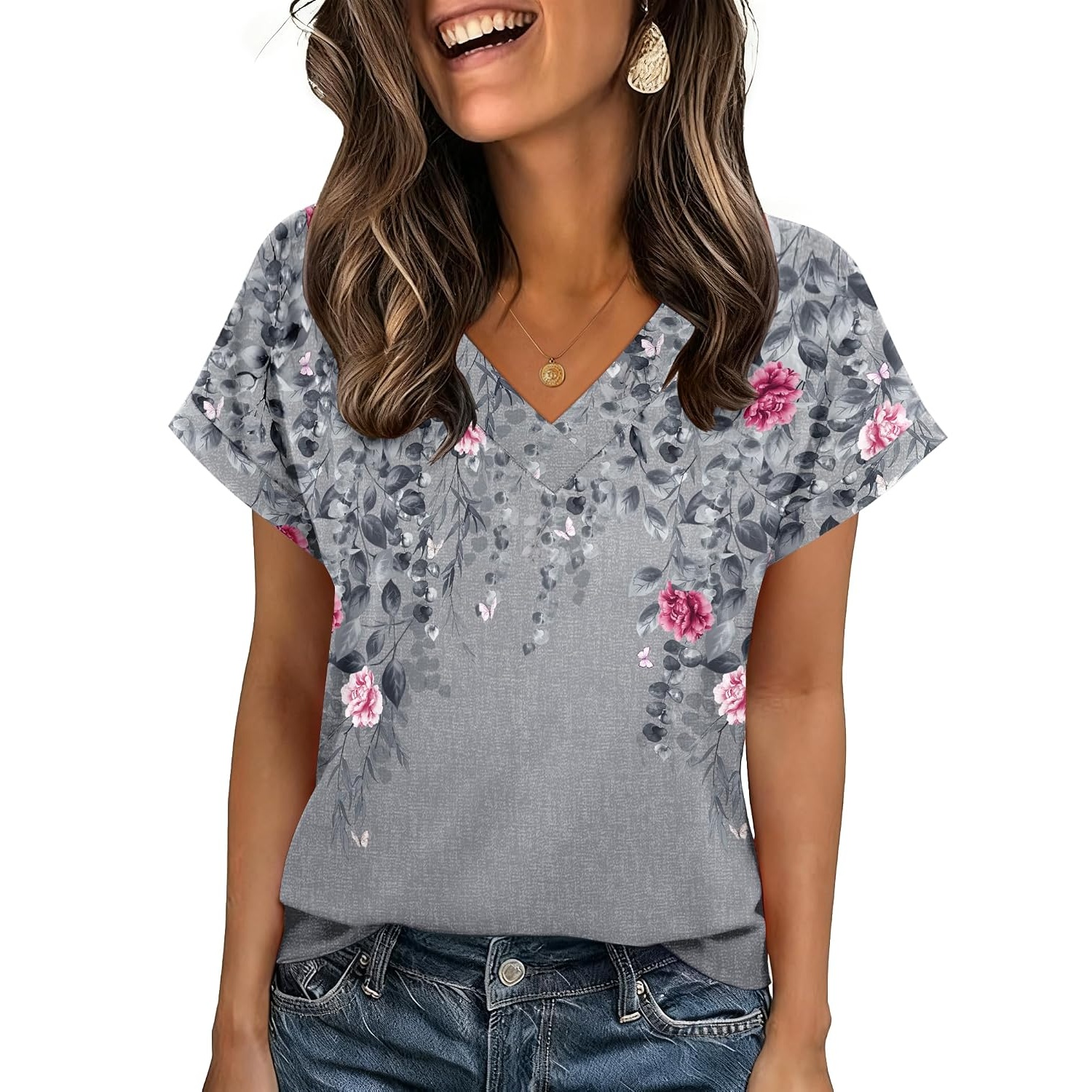 Casual Summer Rolled Short Sleeve Shirts For Women