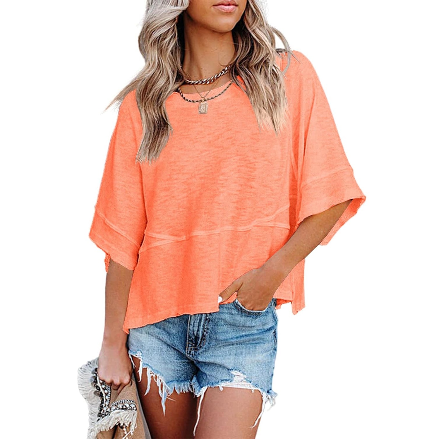 Casual Loose Fit Summer Half Sleeve T Shirts For Women