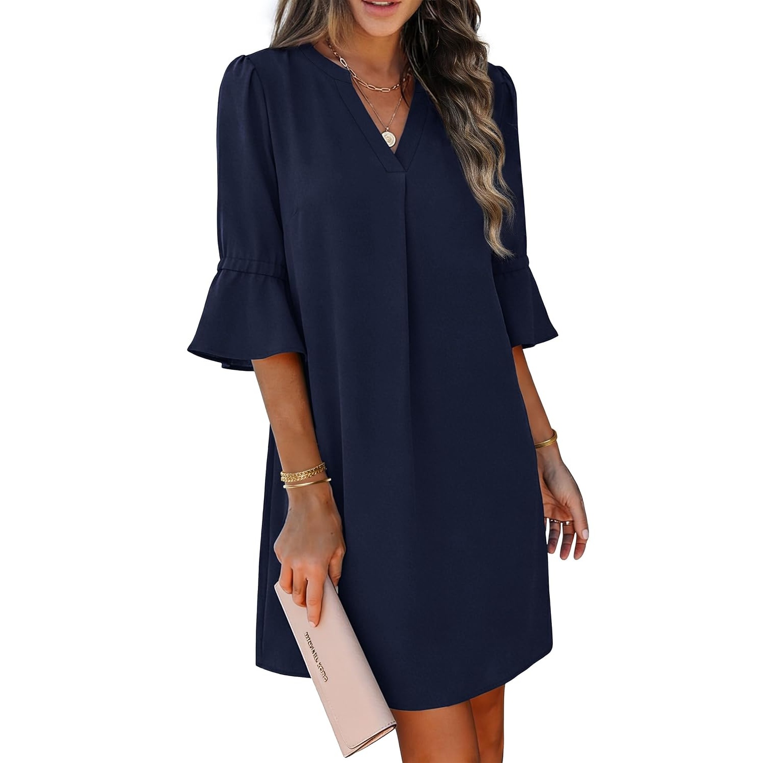 Loose Ruffle Summer Sleeve Dress With Pocket For Women