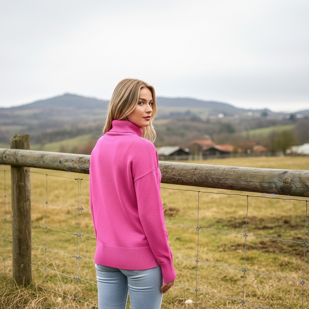 Oversized Chunky Knitted Sweater For Women With High Hem