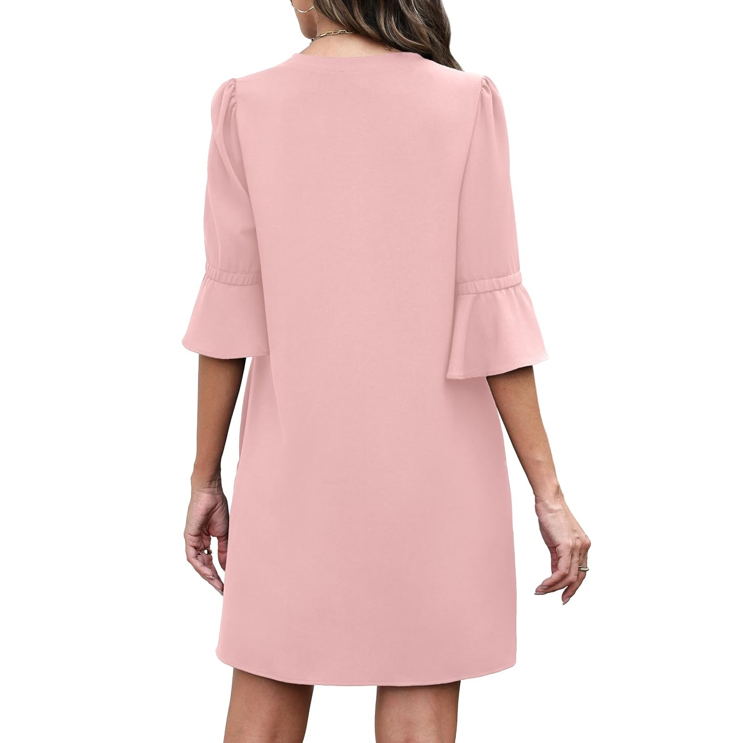 Loose Ruffle Summer Sleeve Dress With Pocket For Women