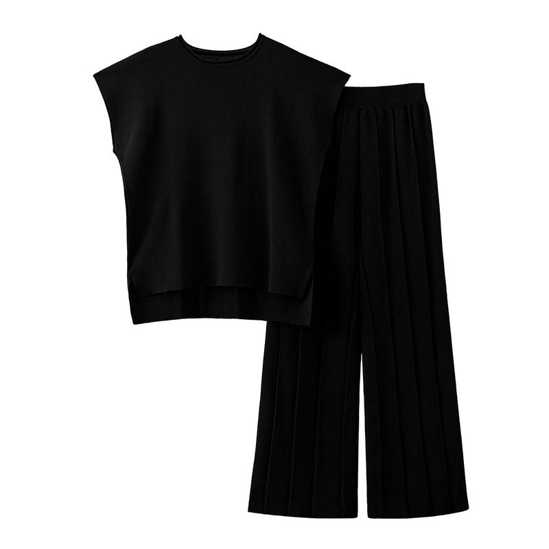 Casual Pleated Set Cap Sleeve Lounge For Women