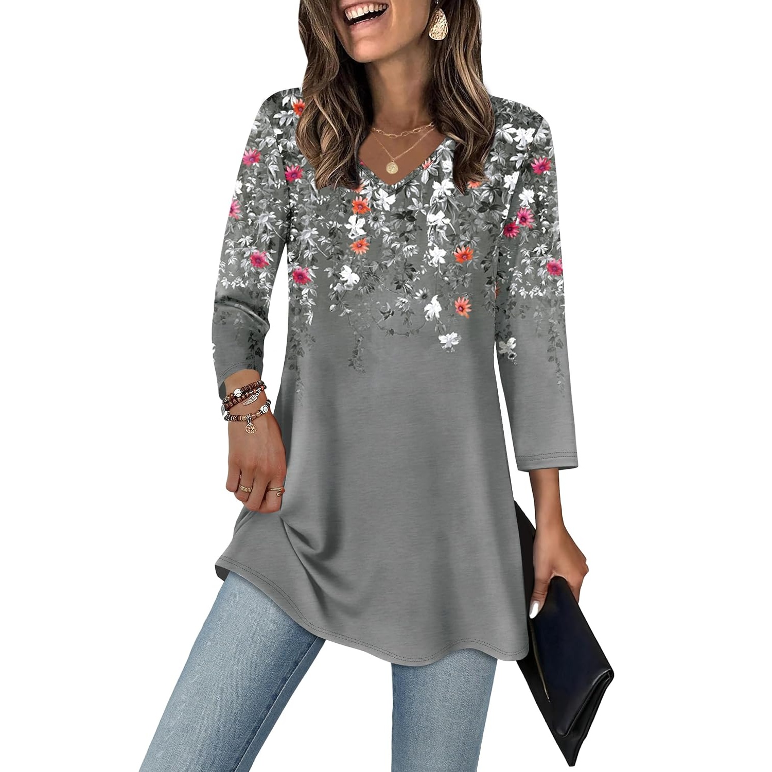 Casual Loose Sleeve Dressy Casual Tunic Tops For Women
