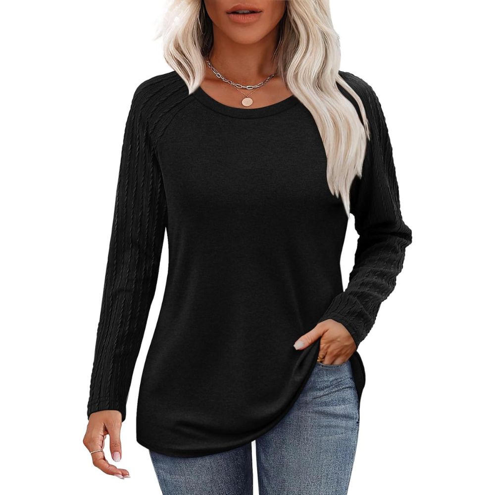 Long Sleeve Shirts for Women's Crewneck Oversized Sweatshirt Tunic Tops