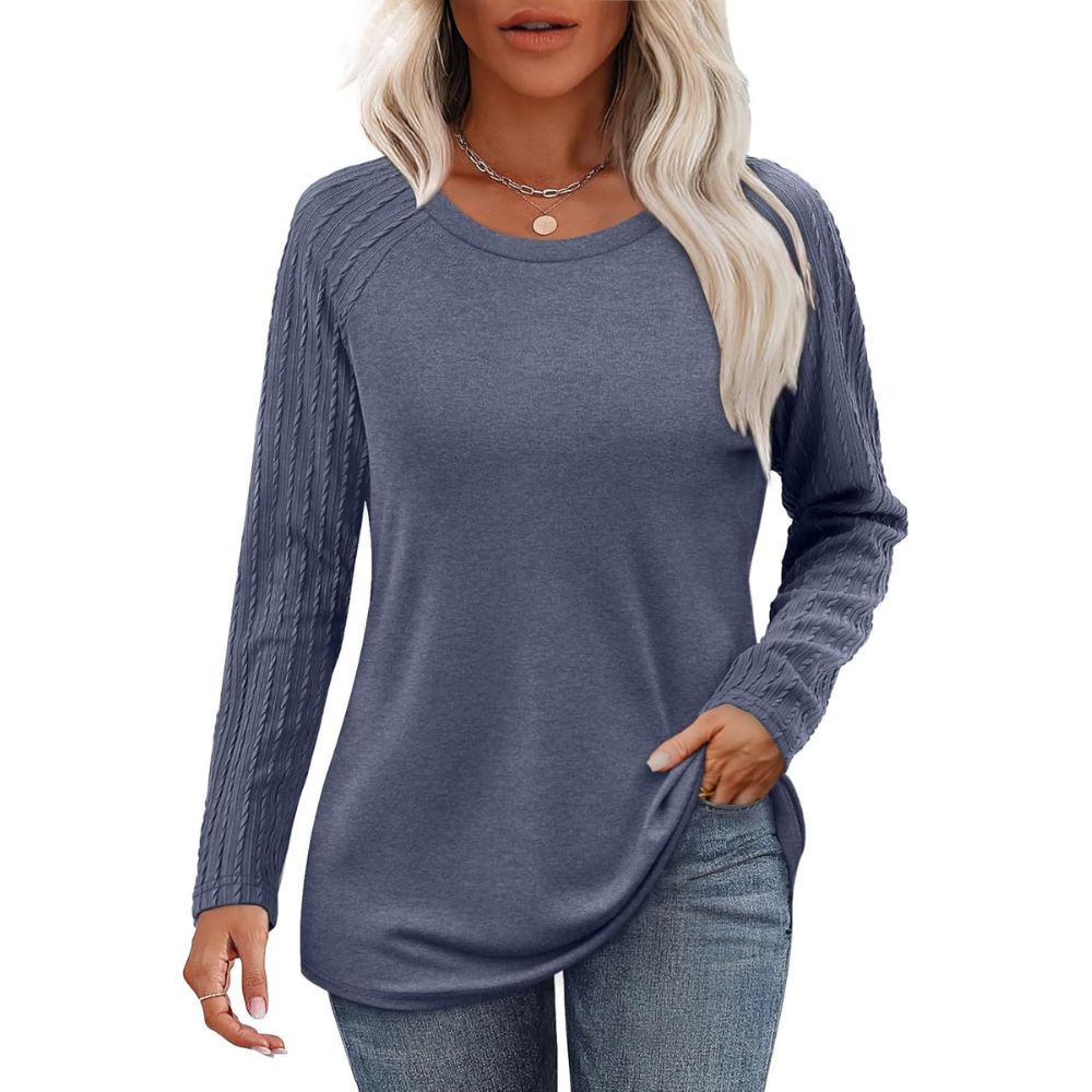 Long Sleeve Shirts for Women's Crewneck Oversized Sweatshirt Tunic Tops