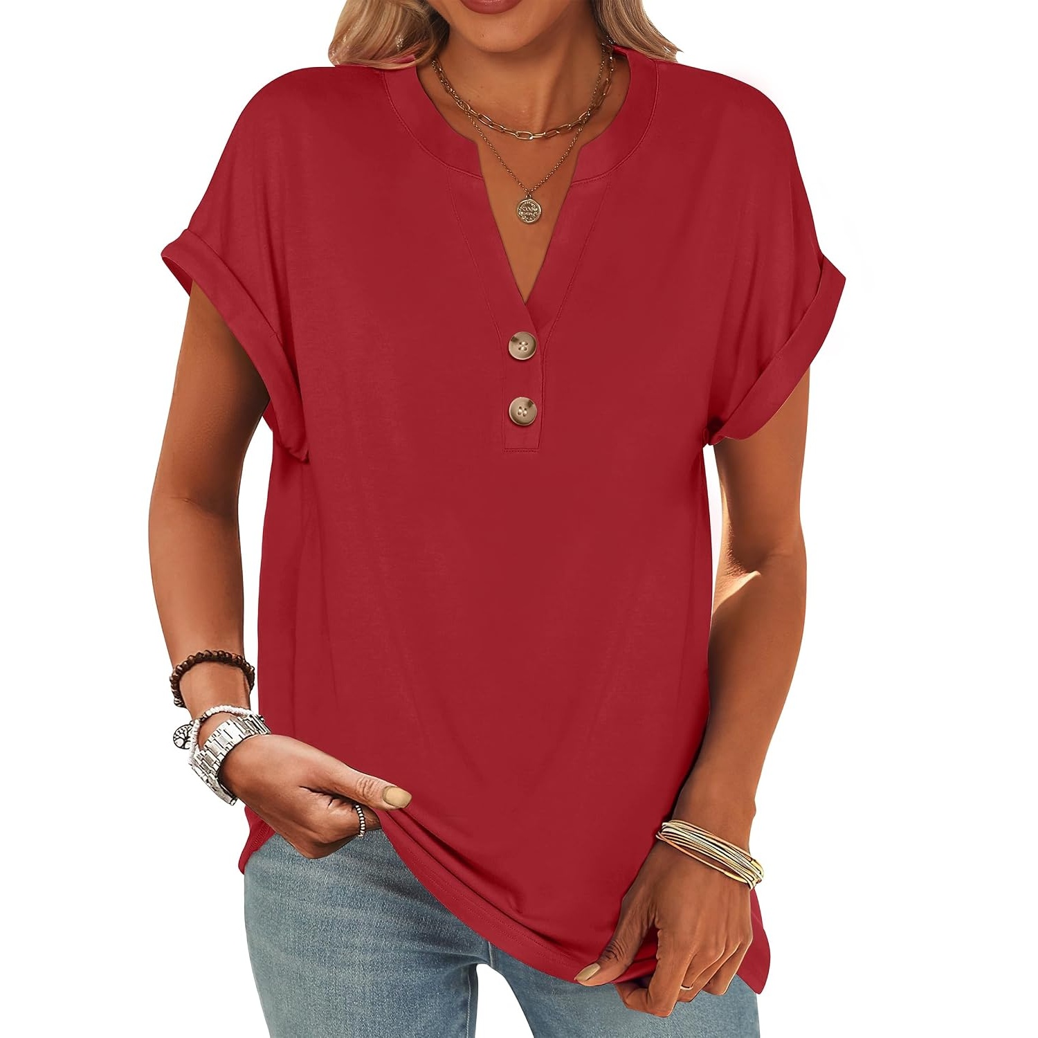 Summer Henley Casual Top For Women 